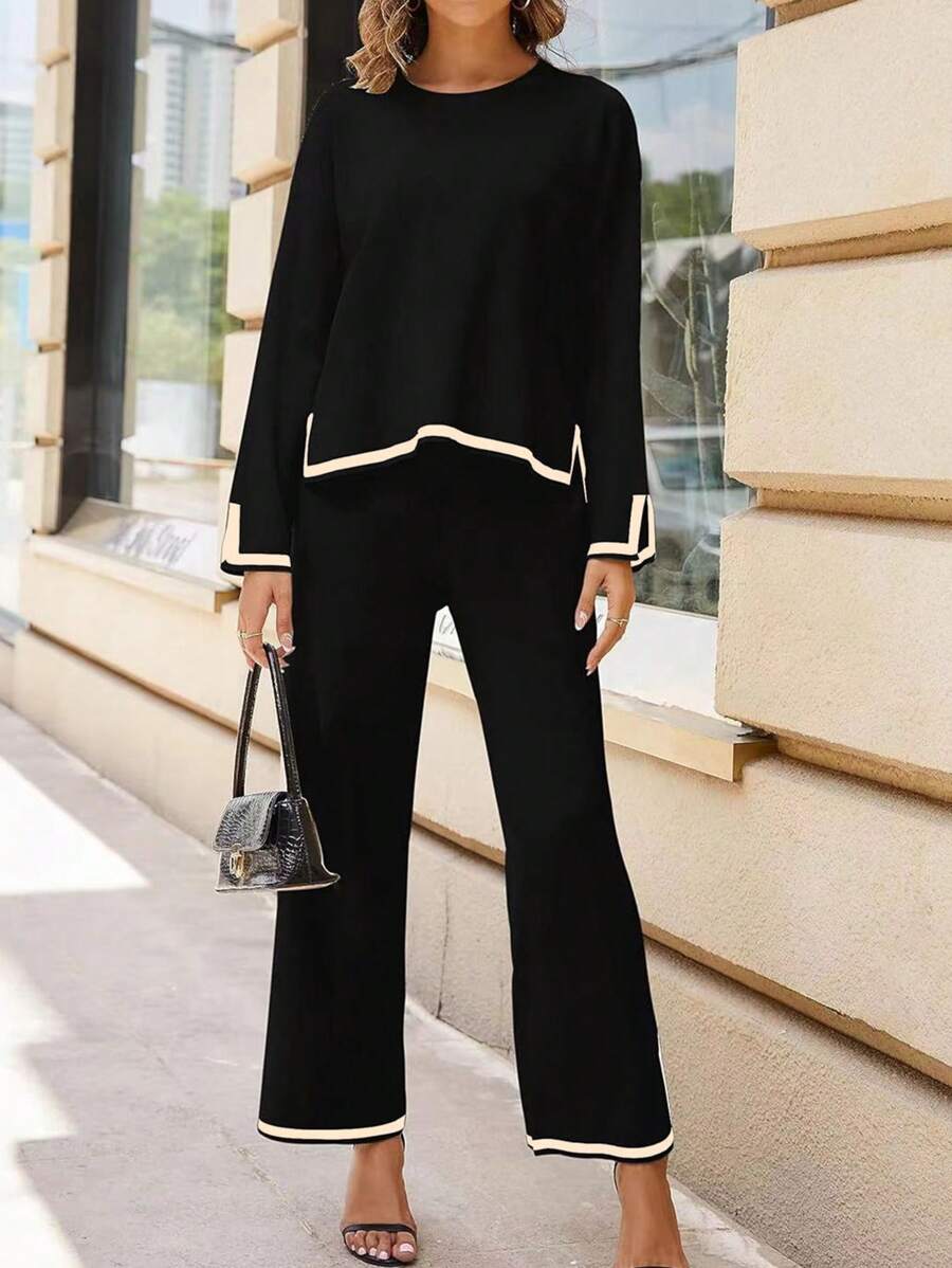 Conjunto feminino de calça de blusa preto