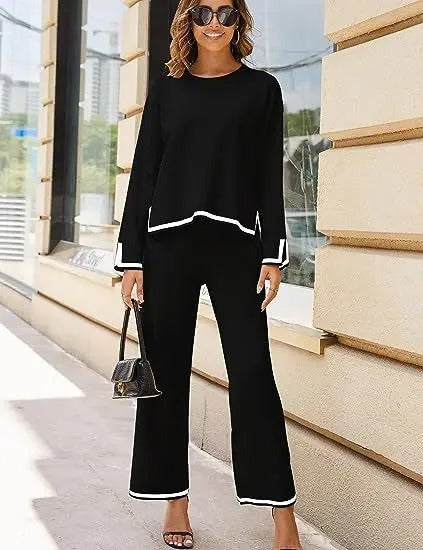 Conjunto feminino de calça de blusa preto