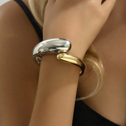 Elegância Sofisticada: Bracelete Feminino Gota - Prata e Dourado